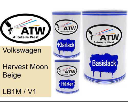 Volkswagen, Harvest Moon Beige, LB1M / V1: 500ml Lackdose + 500ml Klarlack + 250ml Härter - Set, von ATW Autoteile West.